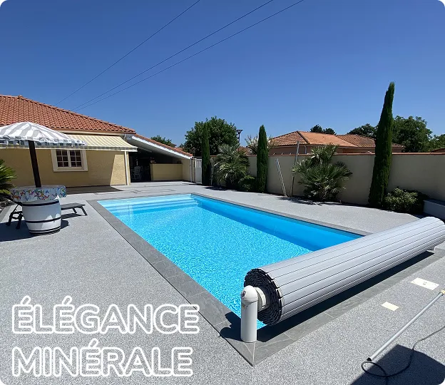terrasses de piscine en moquette de pierre à Estancarbon près de Saint-Gaudens en Haute-Garonne 31