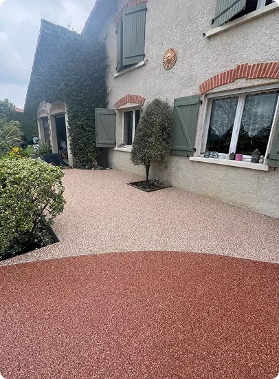 moquette de pierre rose pour parking de maison à Estancarbon près de Saint-Gaudens en Haute-Garonne 31