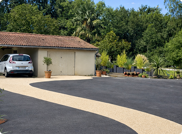 pose de résine gravillonnée à Estancarbon près de Saint-Gaudens en Haute-Garonne 31