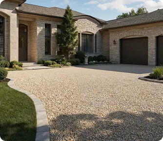 parking de maison en graviers décoratifs alvéolés à Estancarbon près de Saint-Gaudens en Haute-Garonne 31