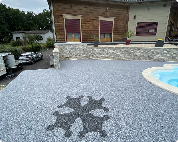 pose de pierre de parement pour parking à Estancarbon près de Saint-Gaudens en Haute-Garonne 31