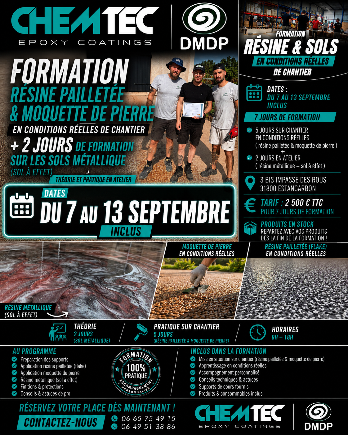 Formation R&eacute;sine Paillet&eacute;e & Moquette de Pierre : 7 jours d'immersion sur chantier !